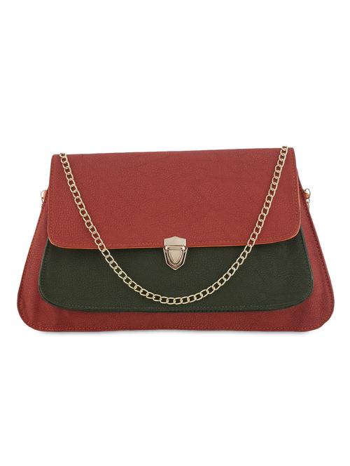 maroon & black leatherette color block sling clutch - 9683853 - Very Small Image - 1