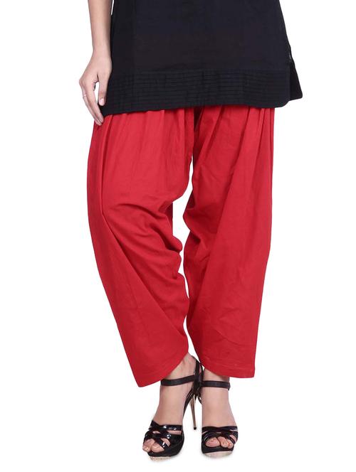 solid red cotton salwar - 9683949 - Very Small Image - 1