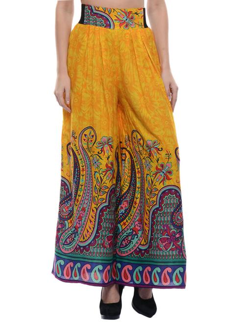 yellow printed palazzo - 9685516 - Very Small Image - 1