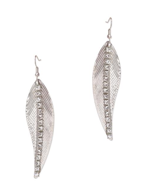 silver leaf embellished earrings - 9685608 - Very Small Image - 1