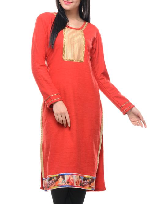 red woollen kurti - 9685853 - Very Small Image - 1