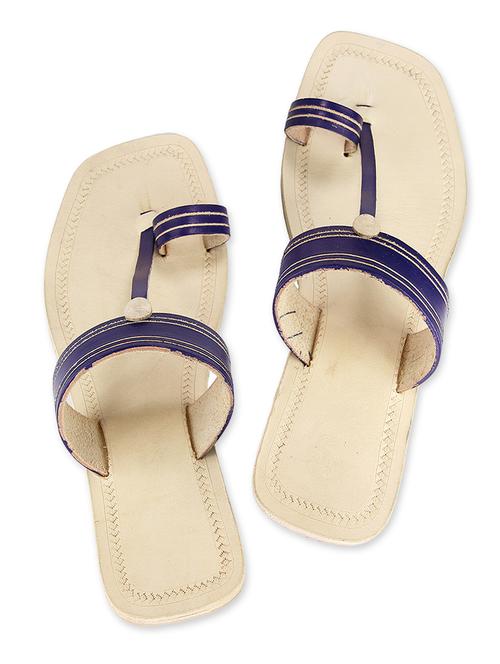 dark blue leather kolhpuris - 9687470 - Very Small Image - 1