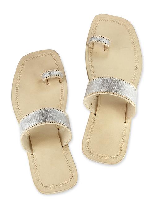 silver leather kolhapuri slides - 9687476 - Very Small Image - 1