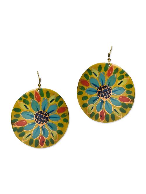 multicolored enameled round drop earrings - 9688470 - Very Small Image - 1