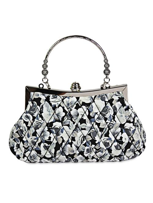 black leatherette floral and embellished clutch - 9688875 - Very Small Image - 1