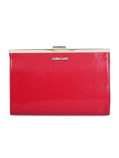 red leatherette textured clutch - 9688892 - Very Small Image - 1