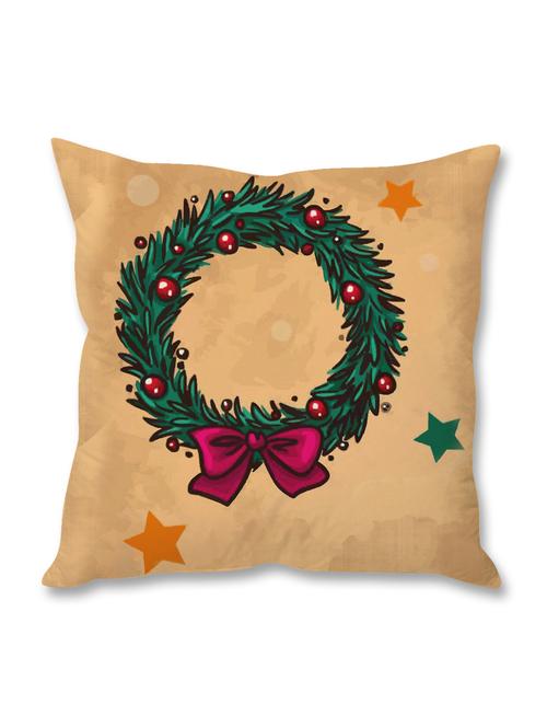 beige wreath printed cushion cover - 9689377 - Very Small Image - 1