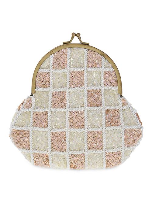 white sequined and beaded leatherette clutch - 9689771 - Very Small Image - 1