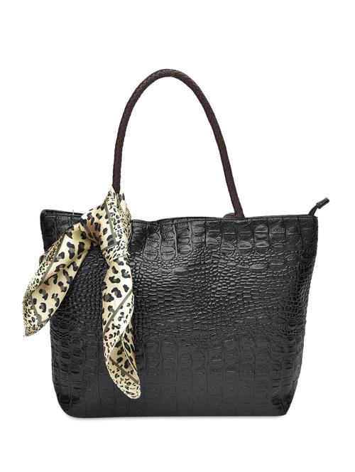 black faux leather textured handbag - 9691063 - Very Small Image - 1