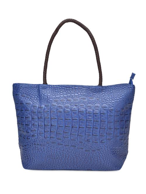 blue faux leather textured handbag - 9691065 - Very Small Image - 1