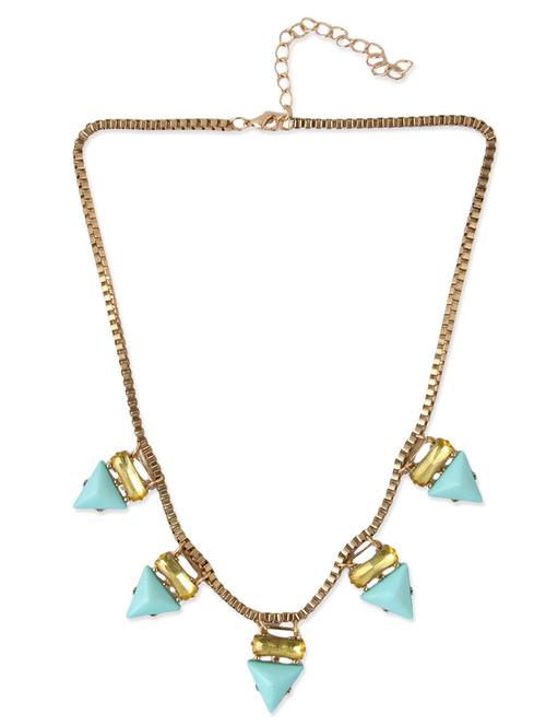 gold and turquoise triangular drop necklace - 9693729 - Very Small Image - 1
