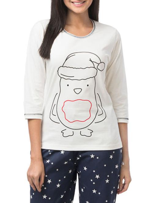 quirky print round neck tee - 9695765 - Very Small Image - 1