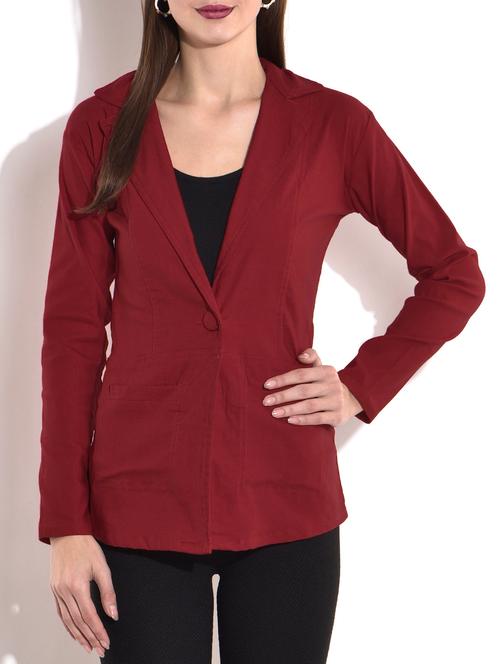 Solid red full sleeved blazer - 9697227 - Very Small Image - 1