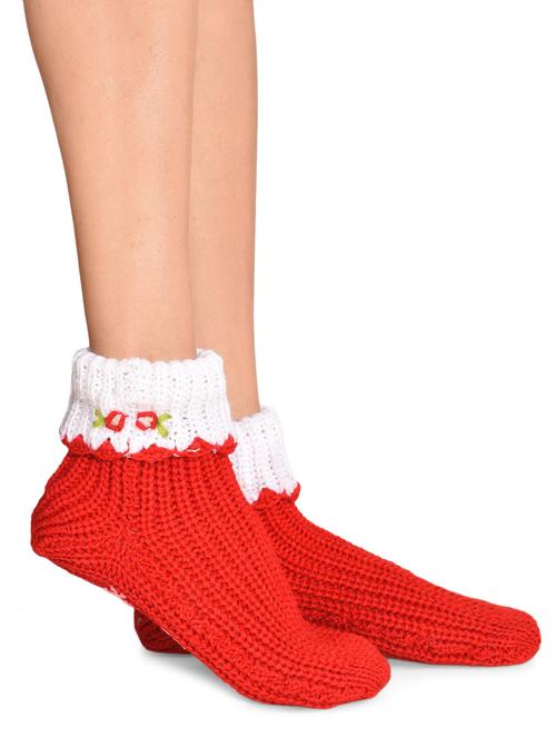 red knitted acrylic socks - 9697486 - Very Small Image - 1