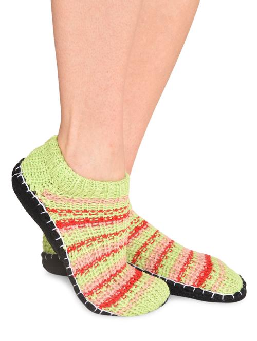 light green striped acrylic ankle length booties - 9697500 - Very Small Image - 1