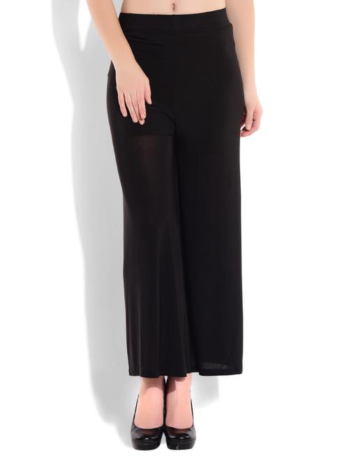 black laycra easy fit plazo - 9699107 - Very Small Image - 1