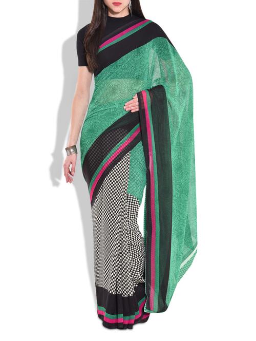 multicoloured printed poly georgette saree - 9699249 - Very Small Image - 1