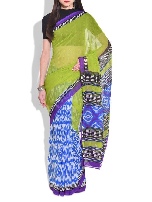 multicoloured printed poly georgette saree - 9699250 - Very Small Image - 1