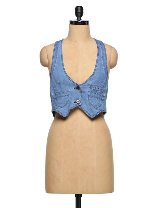 classy denim waist coat - 970000 - Very Small Image - 1