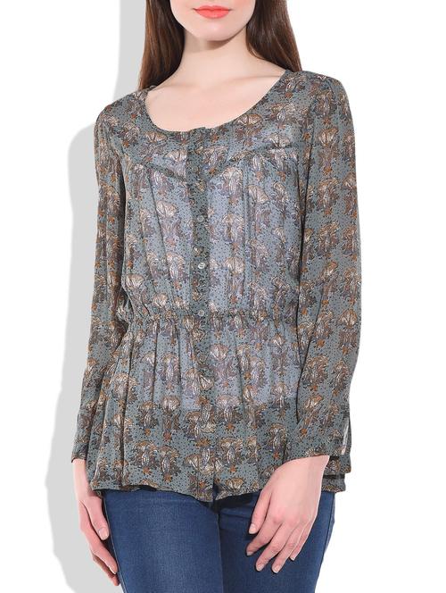 grey multi poly georgette tunic - 9700070 - Very Small Image - 1