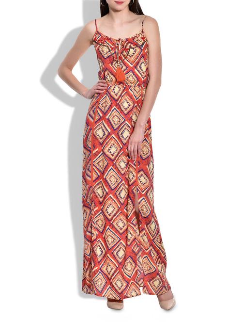 orange rayon dress - 9701068 - Very Small Image - 1