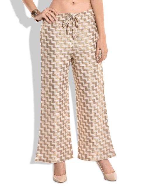 off white and gold chanderi brocade palazzos - 9701538 - Very Small Image - 1