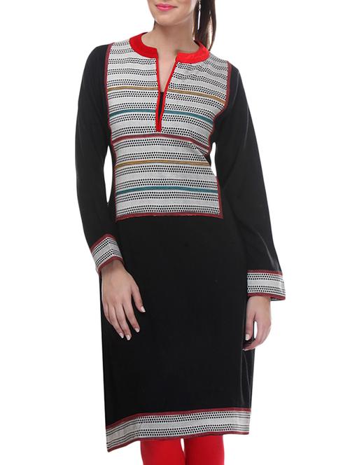 black acro wool printed kurta - 9701805 - Very Small Image - 1
