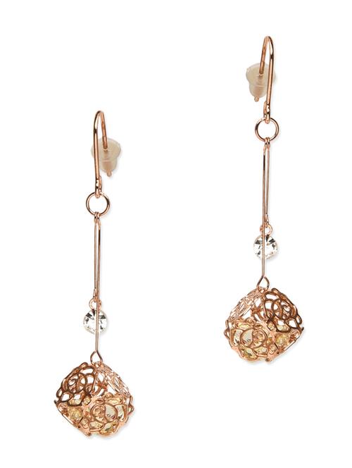rose gold crystal embellished dangler earrings - 9702065 - Very Small Image - 1