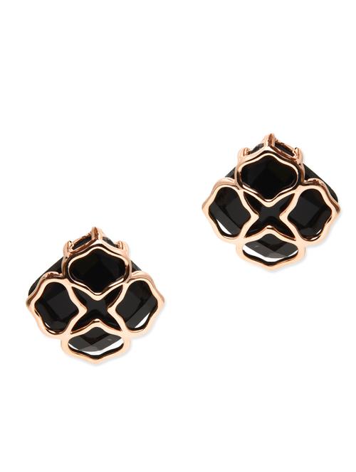 black crystal embellished rose gold studs - 9702084 - Very Small Image - 1