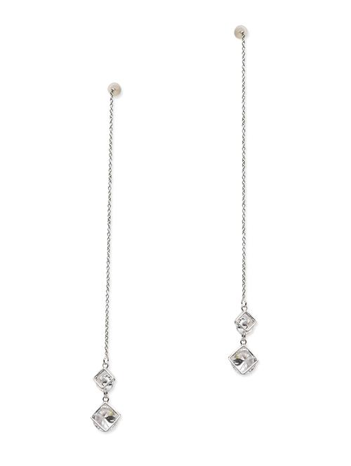 silver needle and thread crystal embellished earrings - 9702090 - Very Small Image - 1