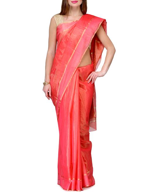 delicate golden zari pallu chanderi sareea with blouse - 9703528 - Very Small Image - 1