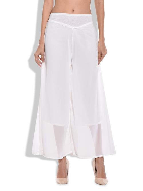 white polyester sheer palazzo - 9703599 - Very Small Image - 1