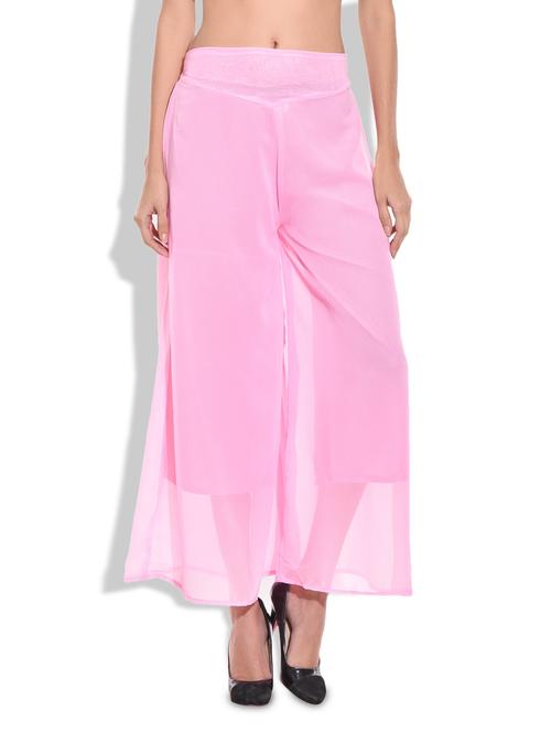 pink polyester sheer palazzo - 9703604 - Very Small Image - 1