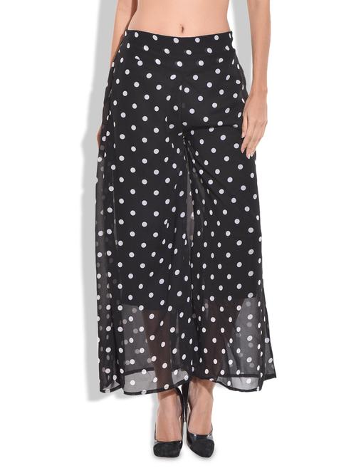 black polyester polka dots printed palazzo - 9703607 - Very Small Image - 1