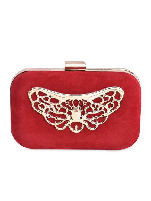 red embellished velvet box clutch - 9703673 - Very Small Image - 1