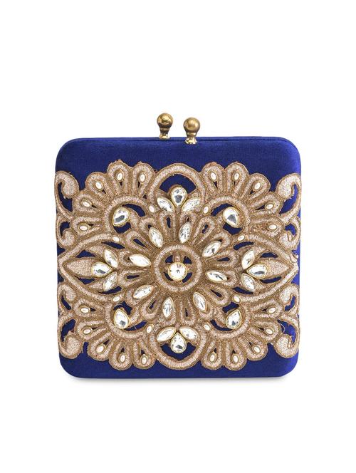 black embroidered velvet square clutch - 9703732 - Very Small Image - 1