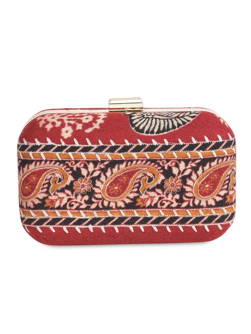 multicolored ethnic print cotton box clutch - 9703738 - Very Small Image - 1
