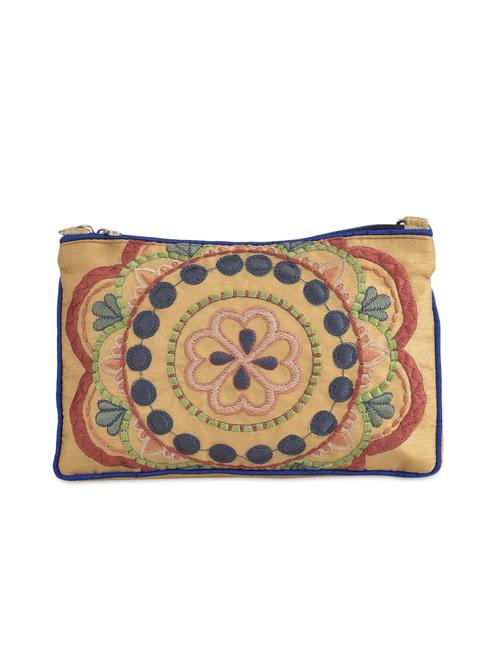 yellow embroidered silk sling clutch - 9703796 - Very Small Image - 1