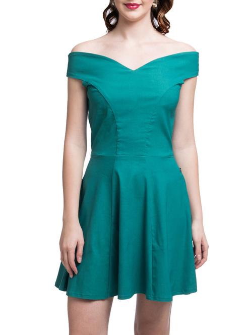 off shoulder solid skater dress - 9703810 - Very Small Image - 1