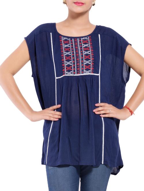 lace detail embroidered top - 9703904 - Very Small Image - 1