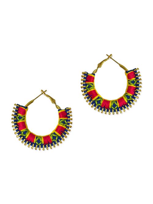 Multicolored embroidered handmade earrings - 9705434 - Very Small Image - 1