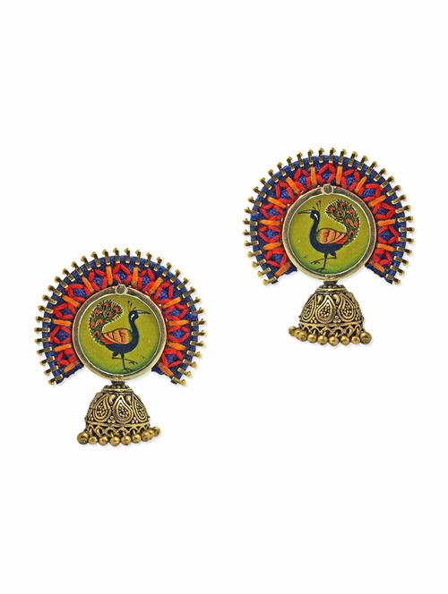 multicolored hand embroidered earrings - 9705499 - Very Small Image - 1