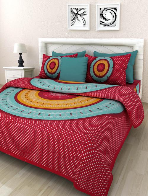 pure cotton jaipuri double bed sheet with 2 pillow cover - 9706237 - Very Small Image - 1