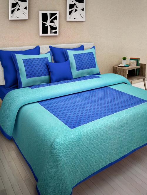pure cotton jaipuri double bed sheet with 2 pillow cover - 9706262 - Very Small Image - 1