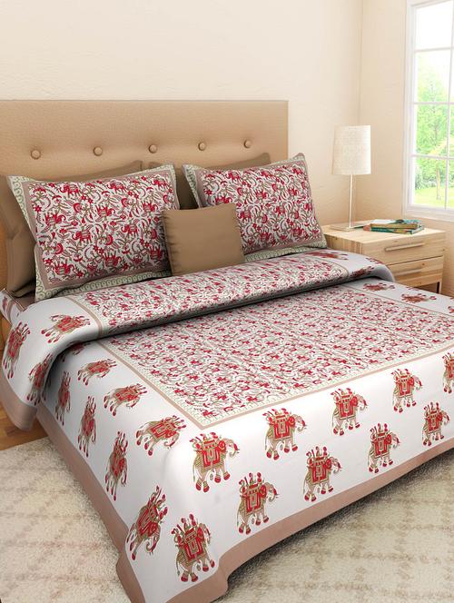 pure cotton jaipuri double bed sheet with 2 pillow cover - 9706332 - Very Small Image - 1
