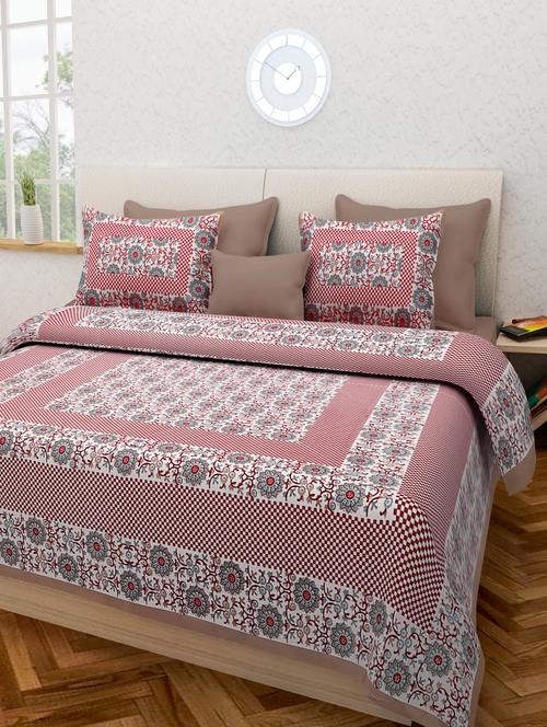 pure cotton jaipuri double bed sheet with 2 pillow cover - 9706364 - Very Small Image - 1
