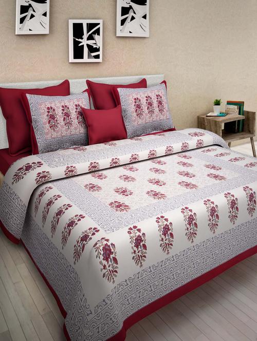 pure cotton jaipuri double bed sheet with 2 pillow cover - 9706377 - Very Small Image - 1