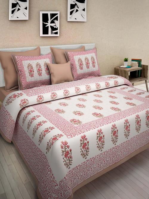 pure cotton jaipuri double bed sheet with 2 pillow cover - 9706382 - Very Small Image - 1