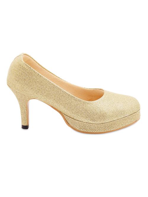 Gold textured leatherette pumps - 9707047 - Very Small Image - 1