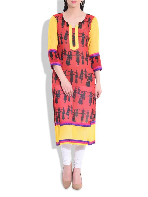 multi colored georgette printed kurta - 9708777 - Very Small Image - 1